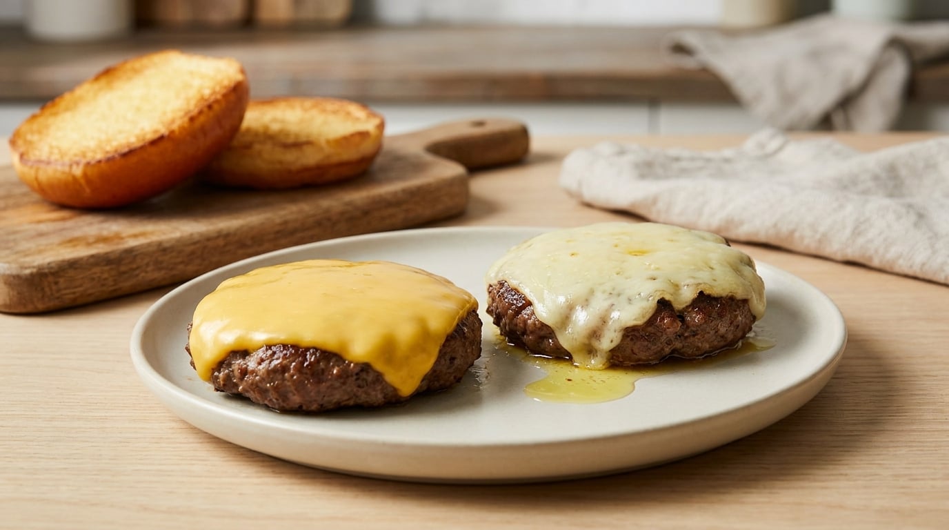 american cheese vs cheddar on burgers