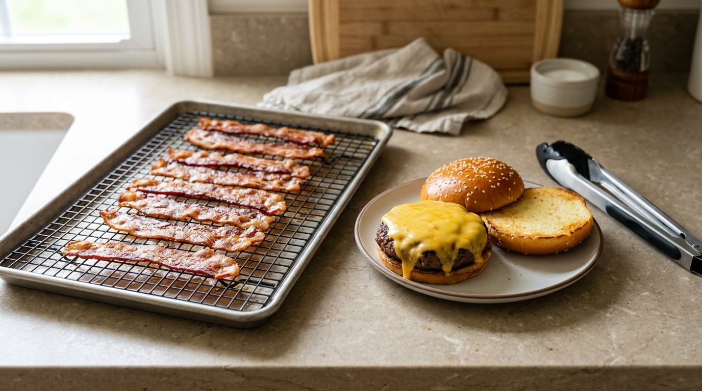 how to cook bacon for burgers evenly