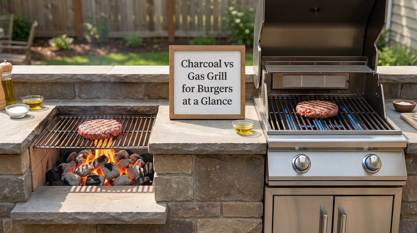 Charcoal vs Gas Grill for Burgers at a Glance