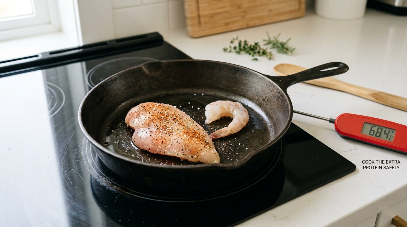 Cook the extra protein safely