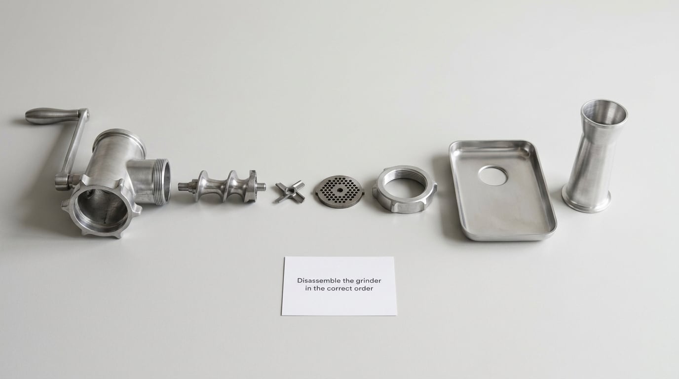 Disassemble the grinder in the correct order