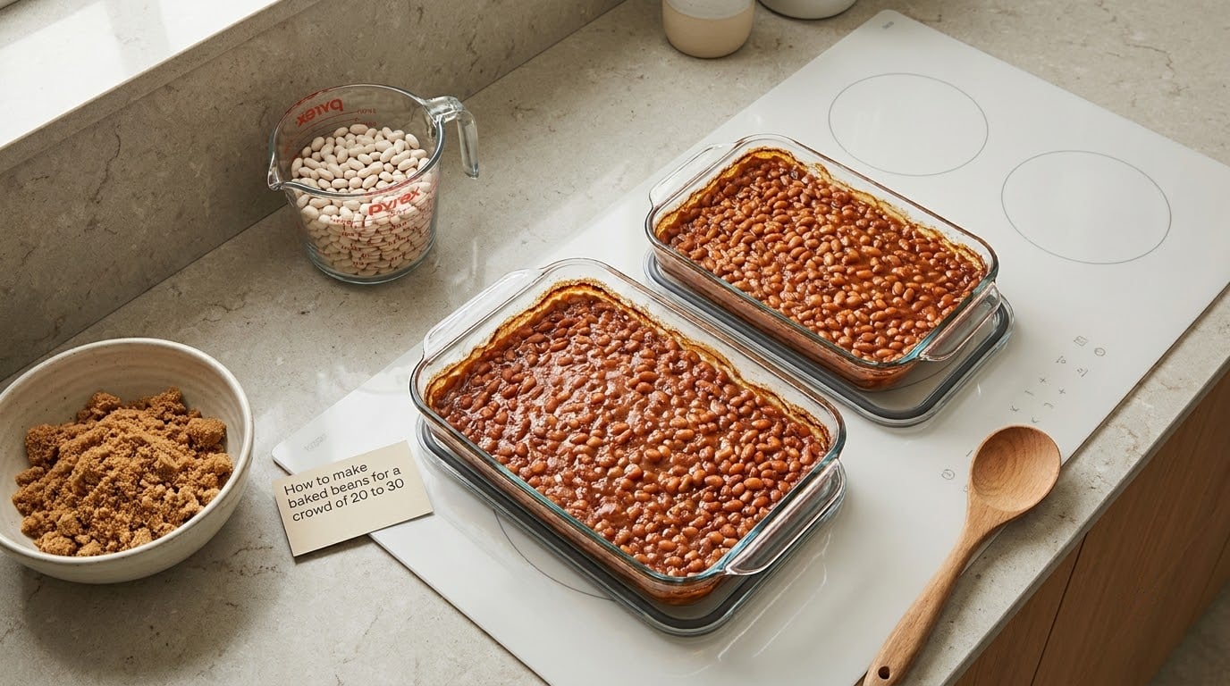 How to make baked beans for a crowd of 20 to 30