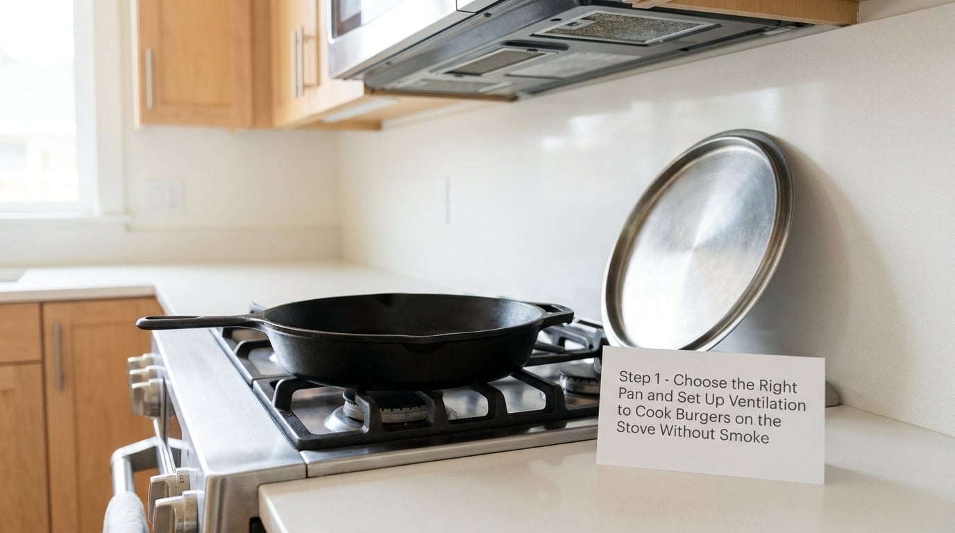 Step 1 - Choose the Right Pan and Set Up Ventilation to Cook Burgers on the Stove Without Smoke