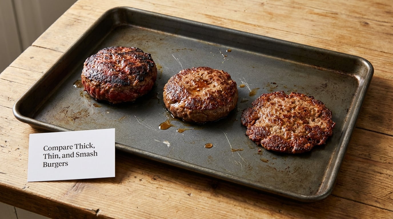 Compare Thick, Thin, and Smash Burgers