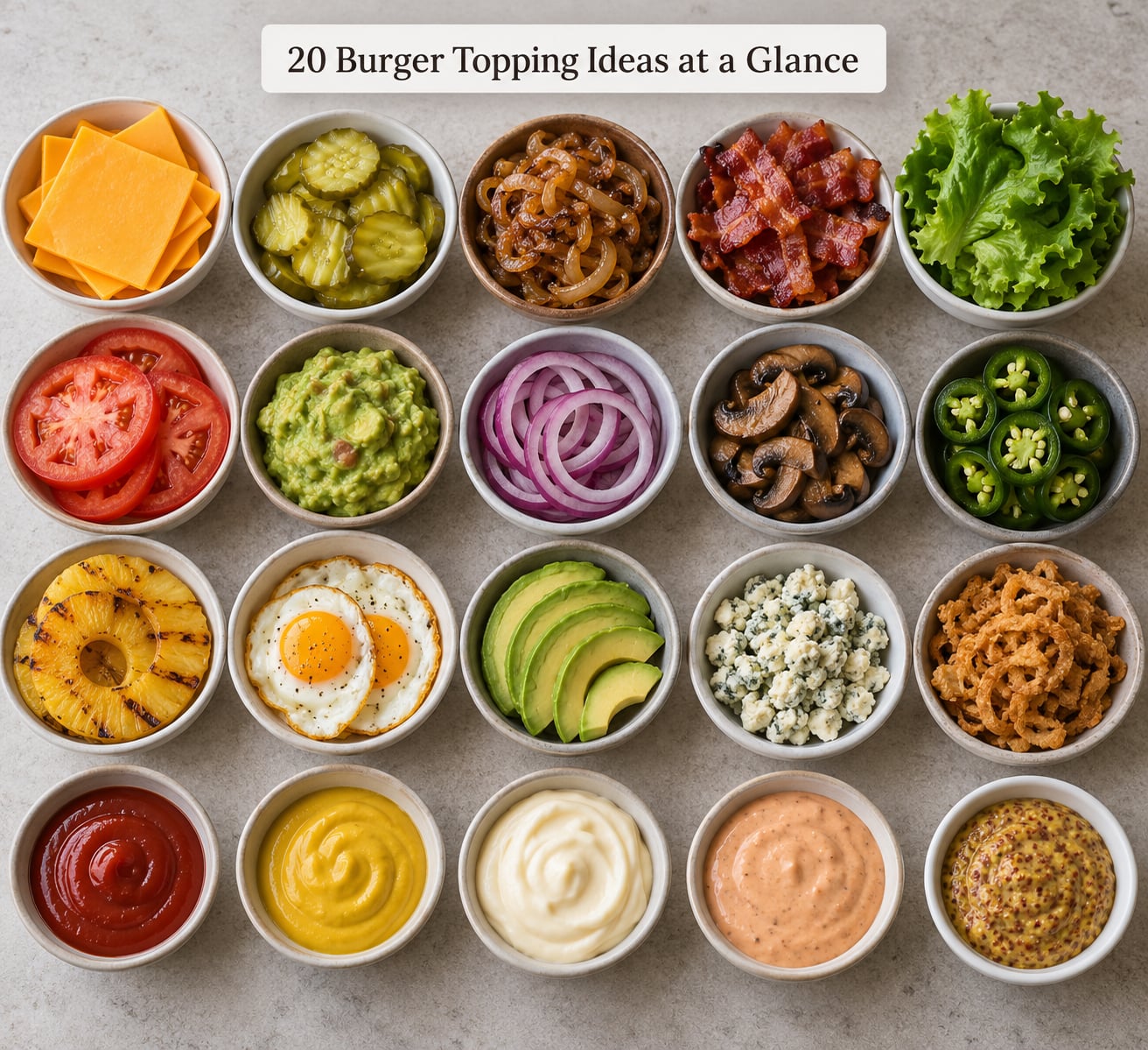 20 Burger Topping Ideas at a Glance