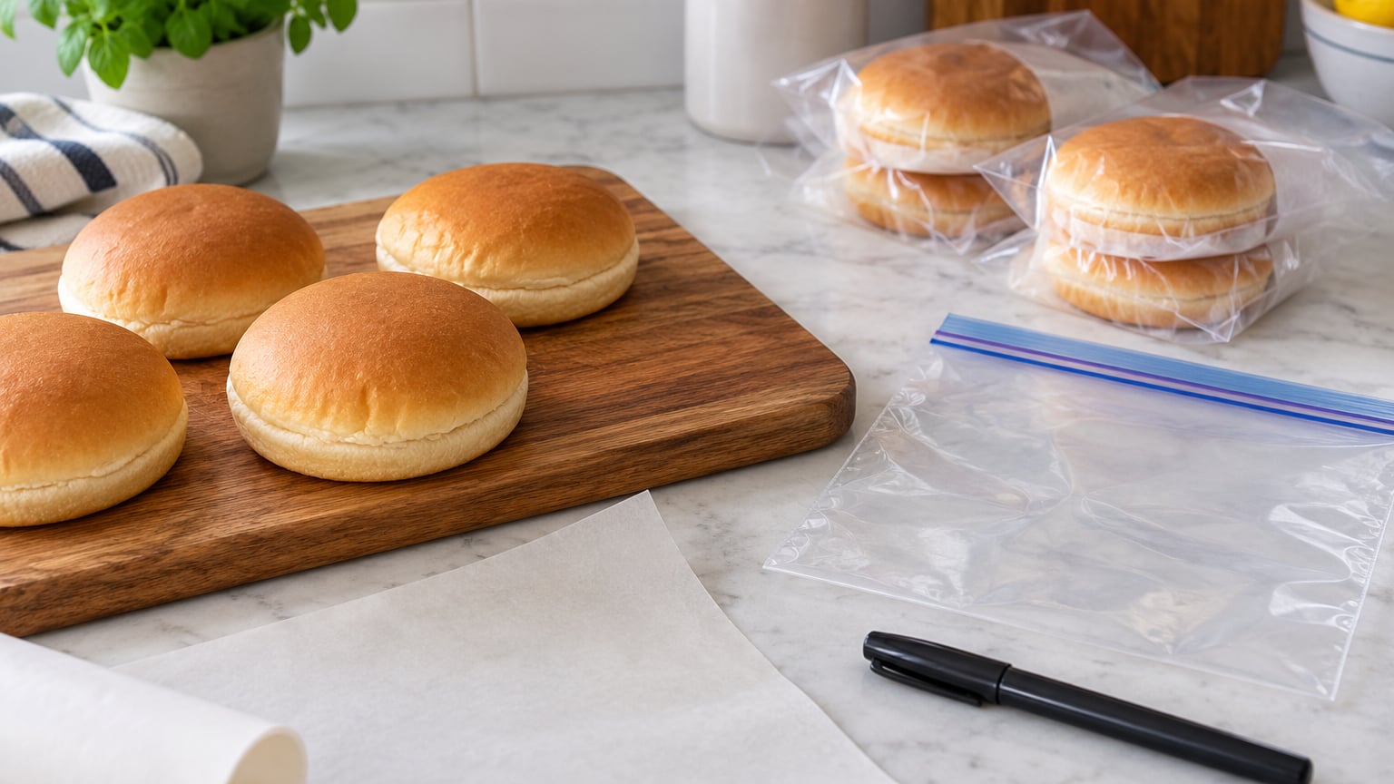 how to freeze hamburger buns