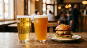 ipa vs lager with burgers