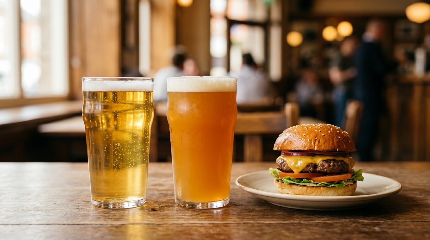 ipa vs lager with burgers