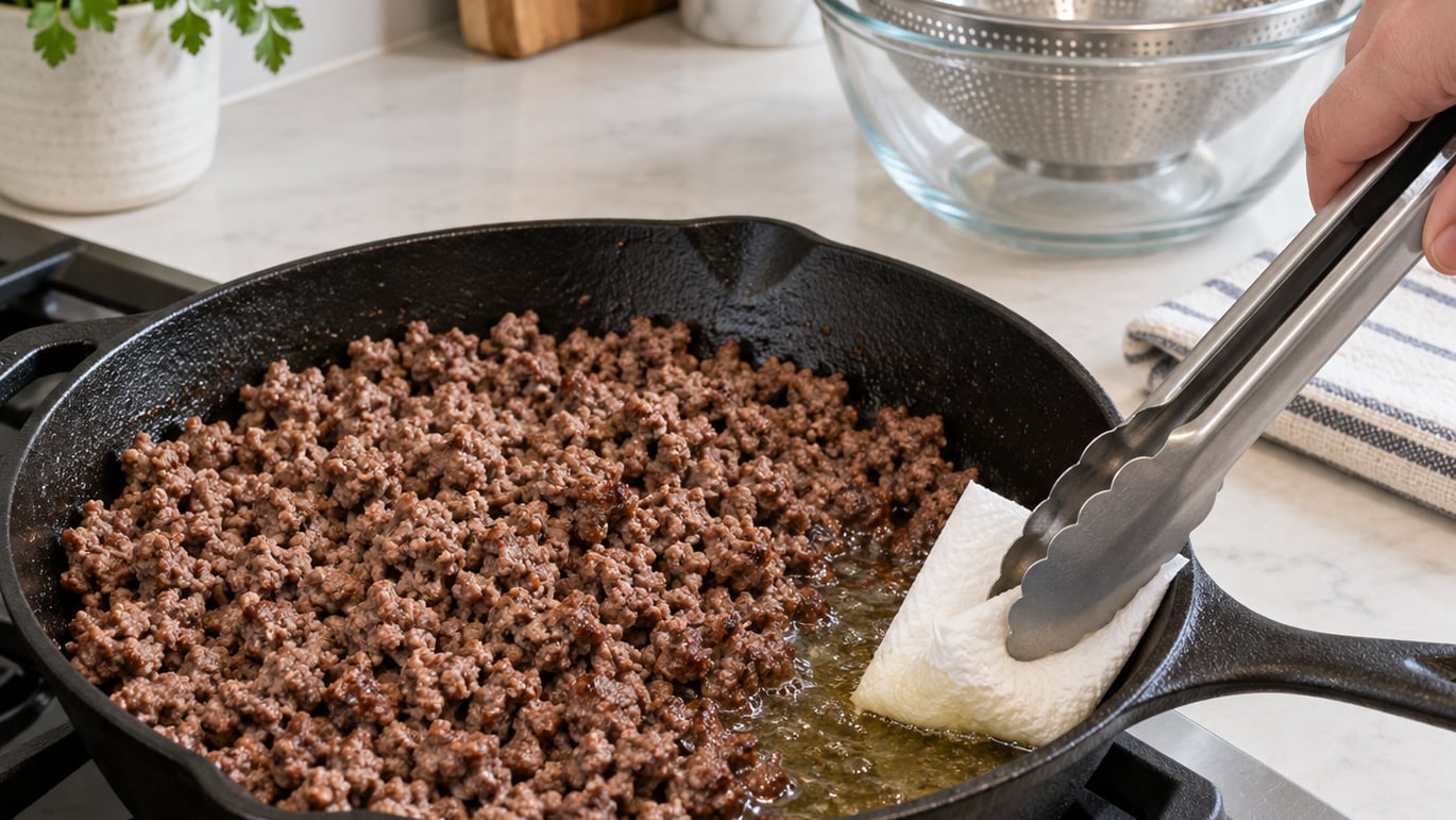 how to drain grease from ground beef
