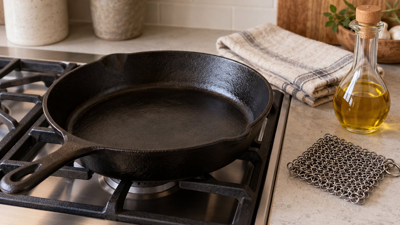 how to clean a cast iron skillet after cooking