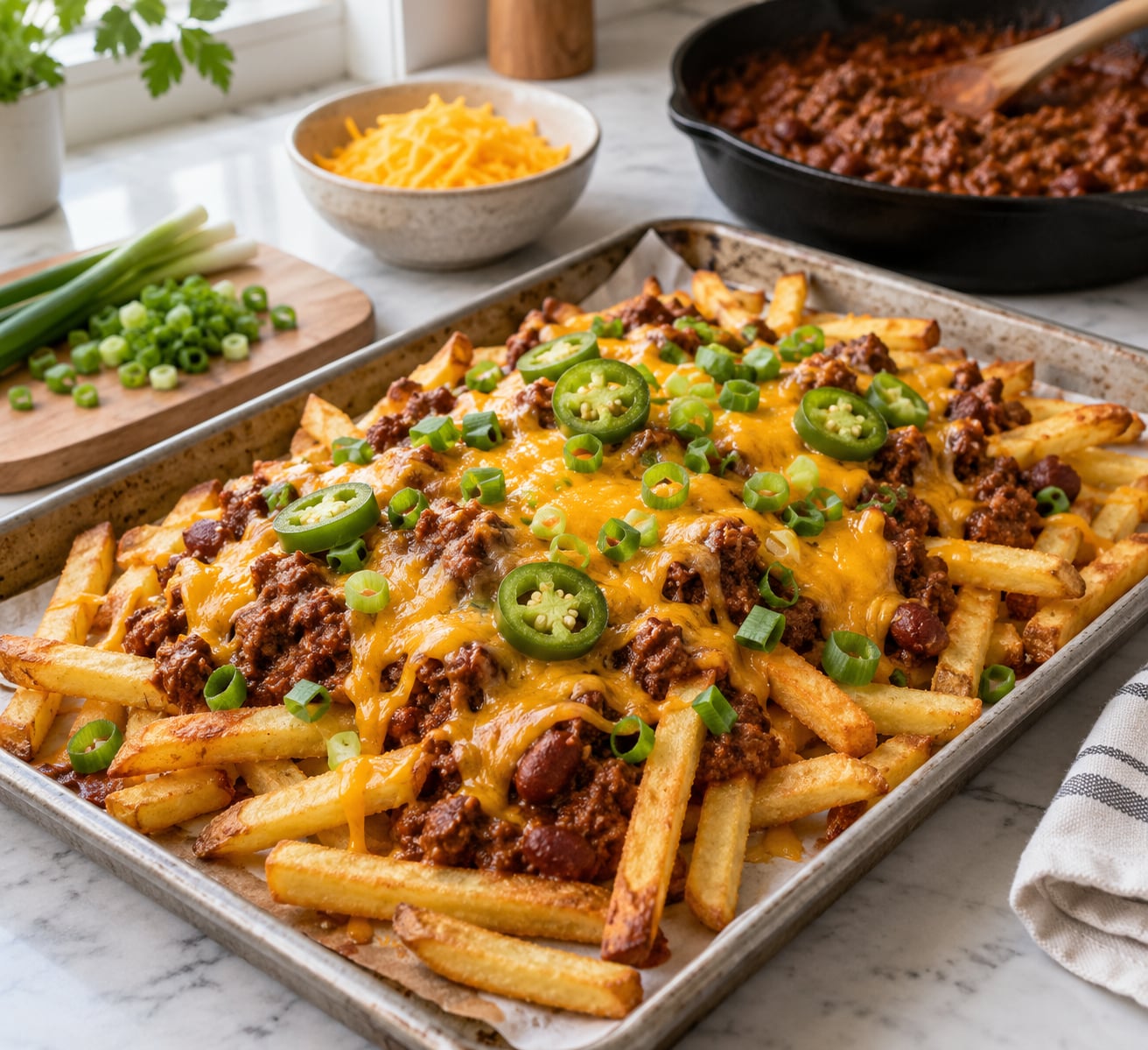 how to make chili cheese fries