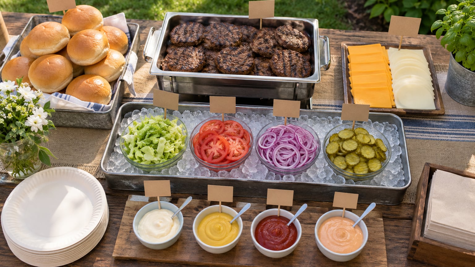 how to set up a burger bar at a party