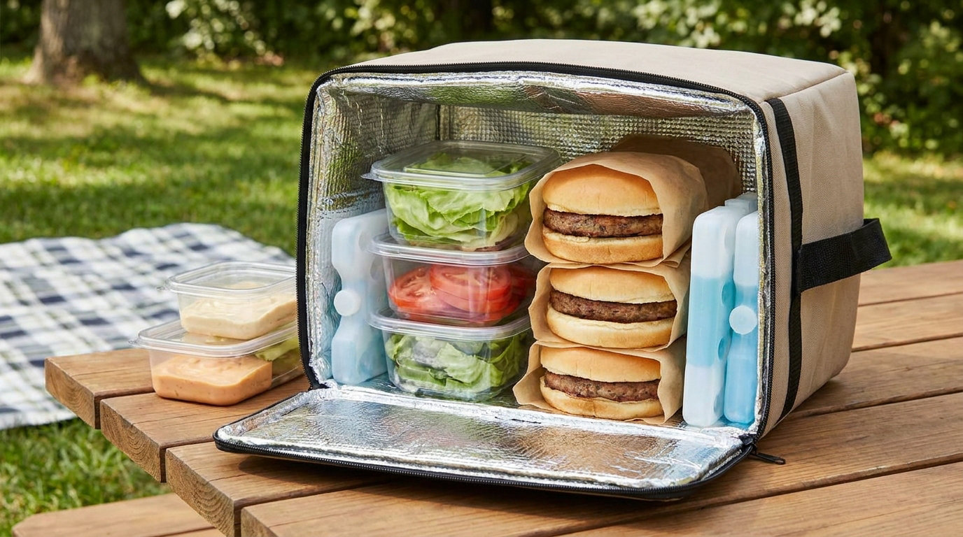 how to pack burgers for a picnic safely
