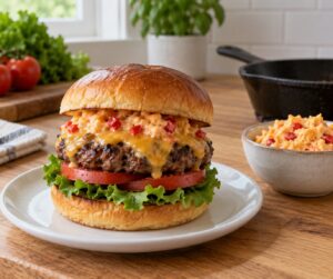 how to make a pimento cheese burger