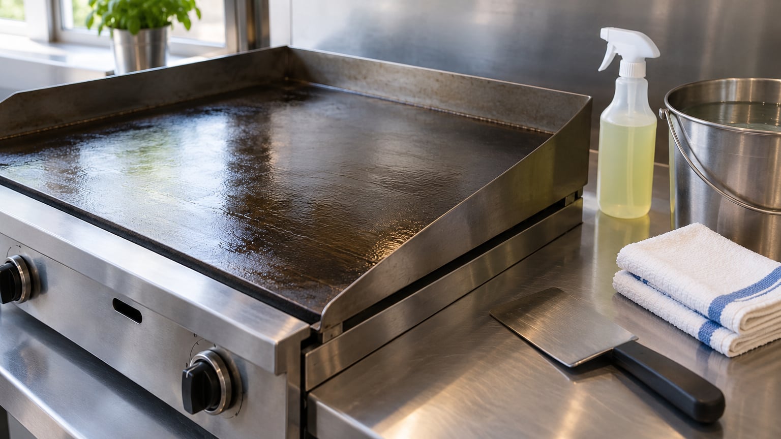 how to clean a flat top griddle after cooking