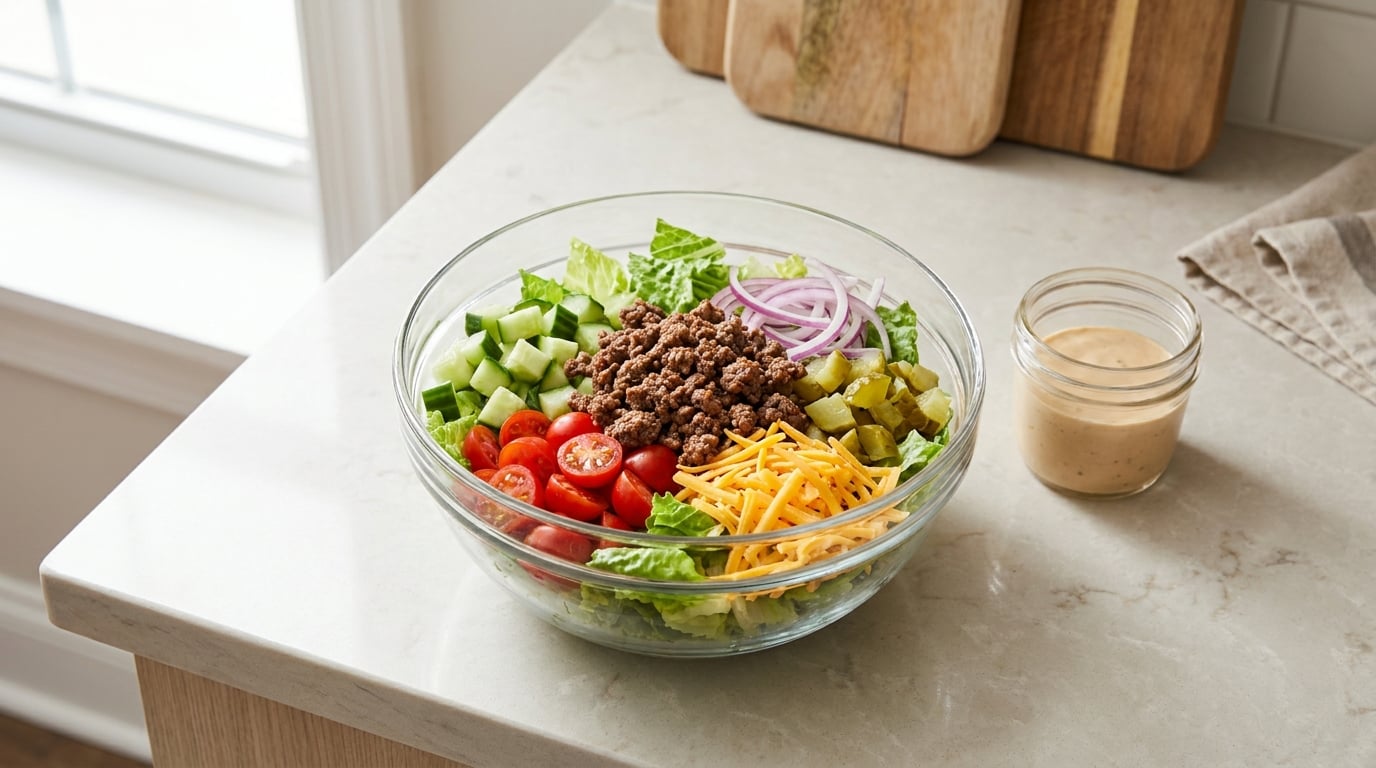 how to make a burger salad bowl