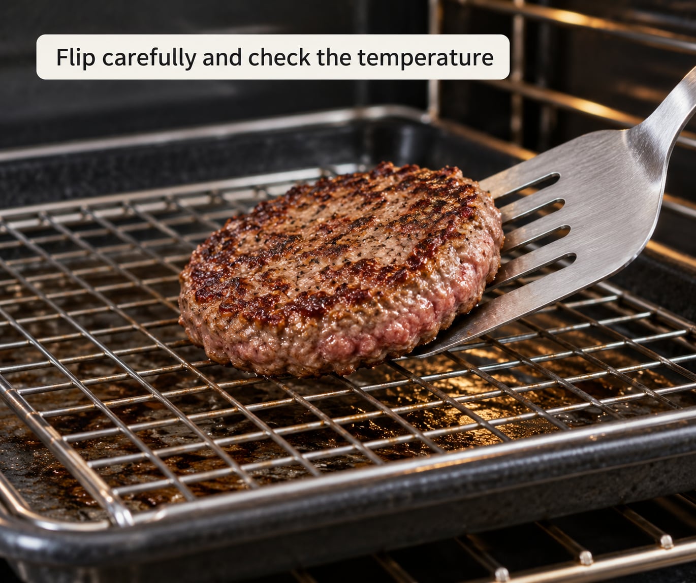 Flip carefully and check the temperature