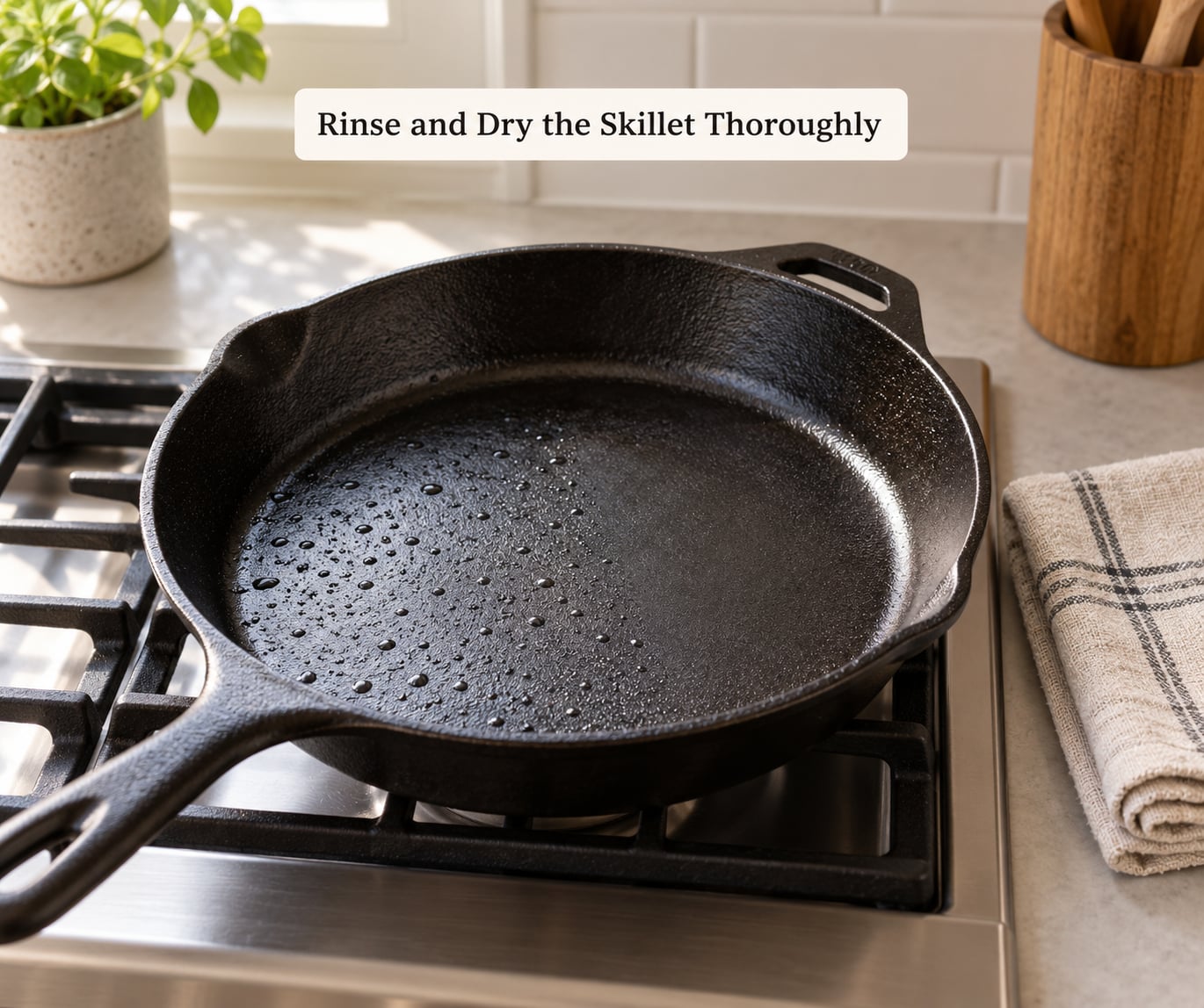 Rinse and Dry the Skillet Thoroughly