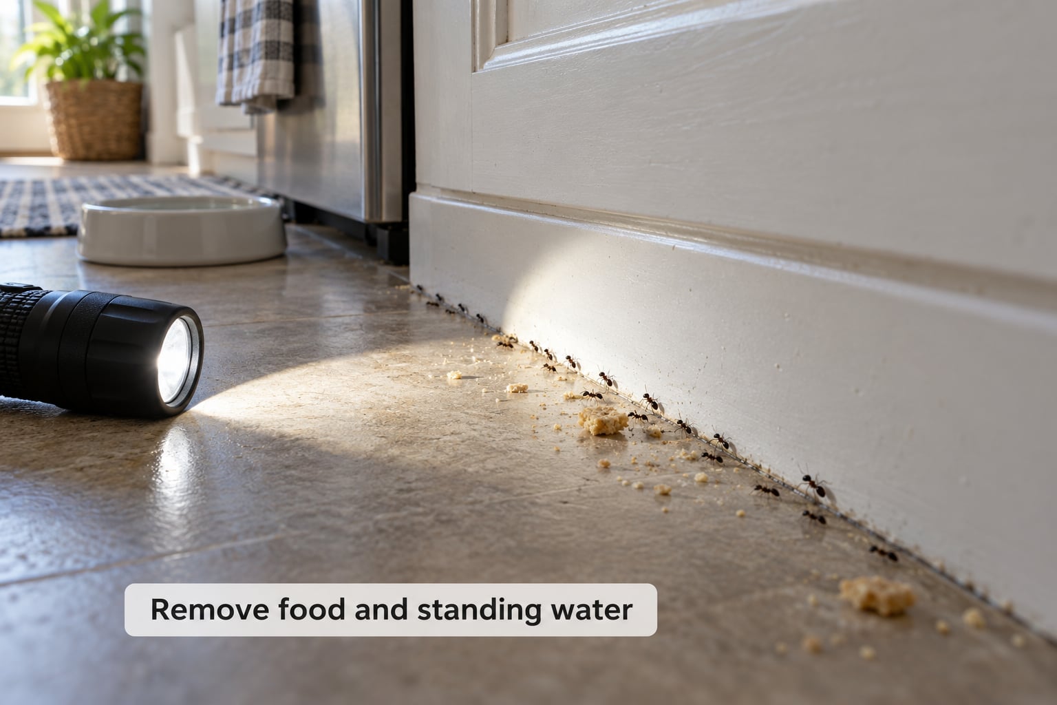 Remove food and standing water
