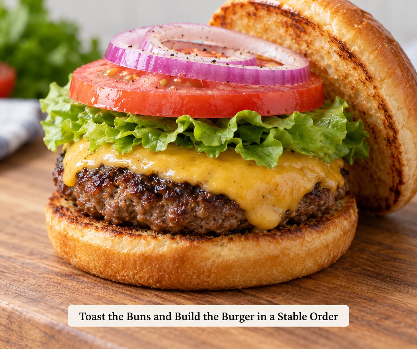 Toast the Buns and Build the Burger in a Stable Order