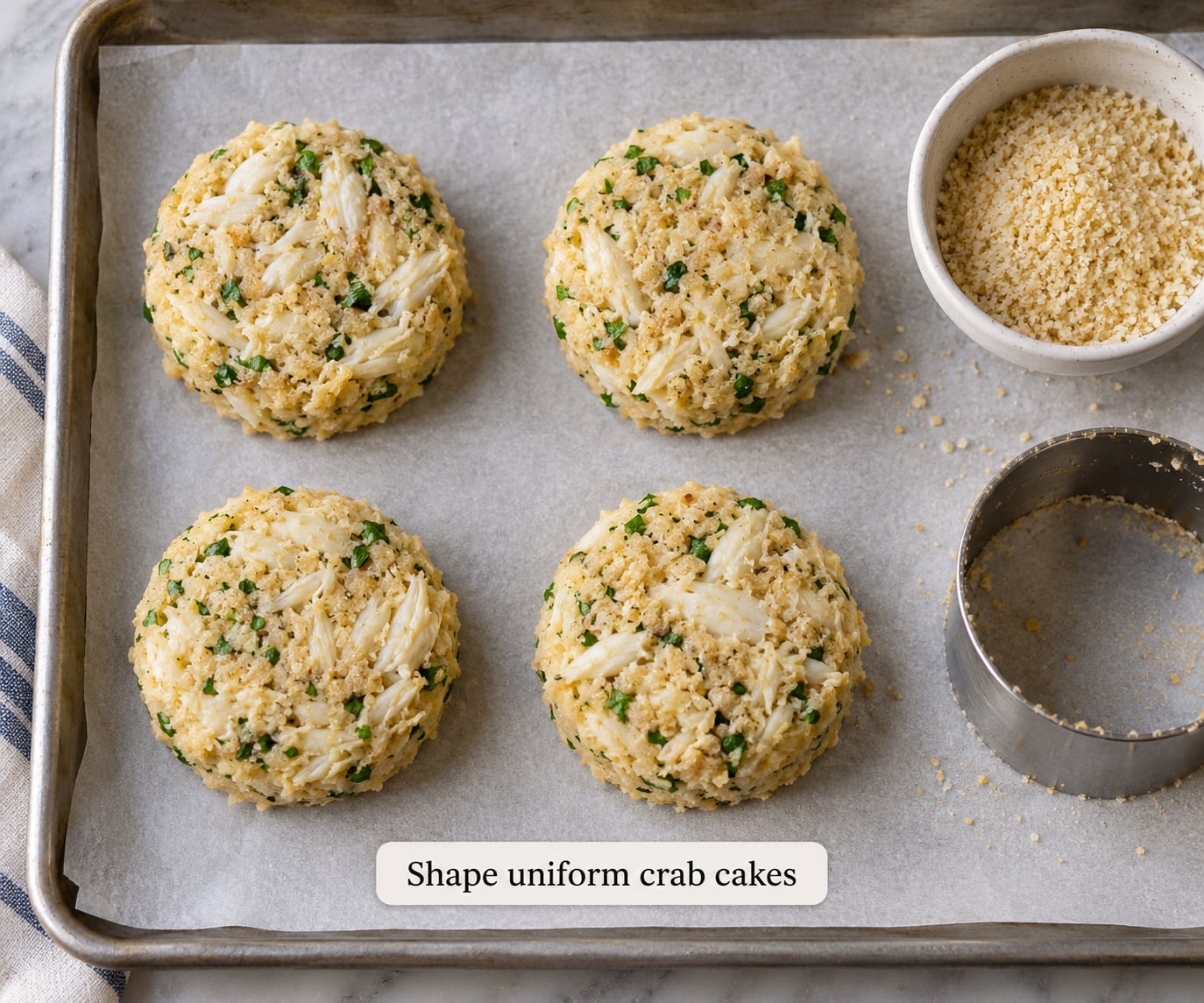 Shape uniform crab cakes