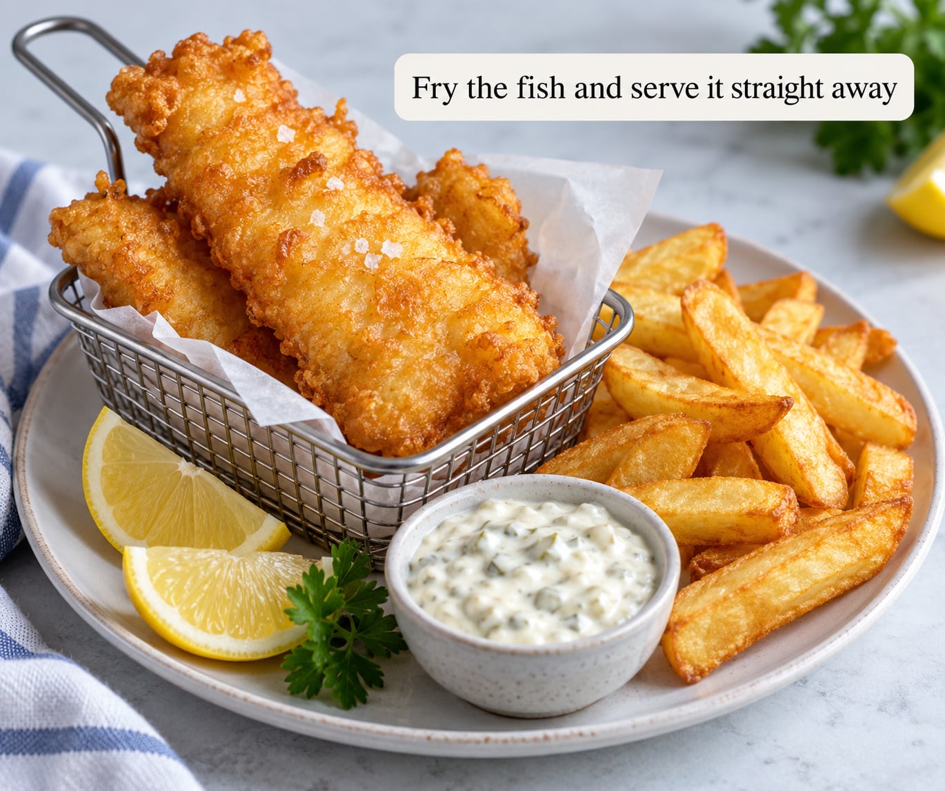 Fry the fish and serve it straight away