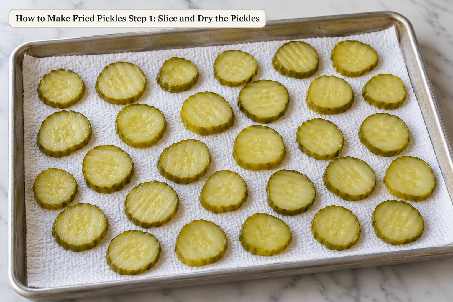 How to Make Fried Pickles Step 1: Slice and Dry the Pickles