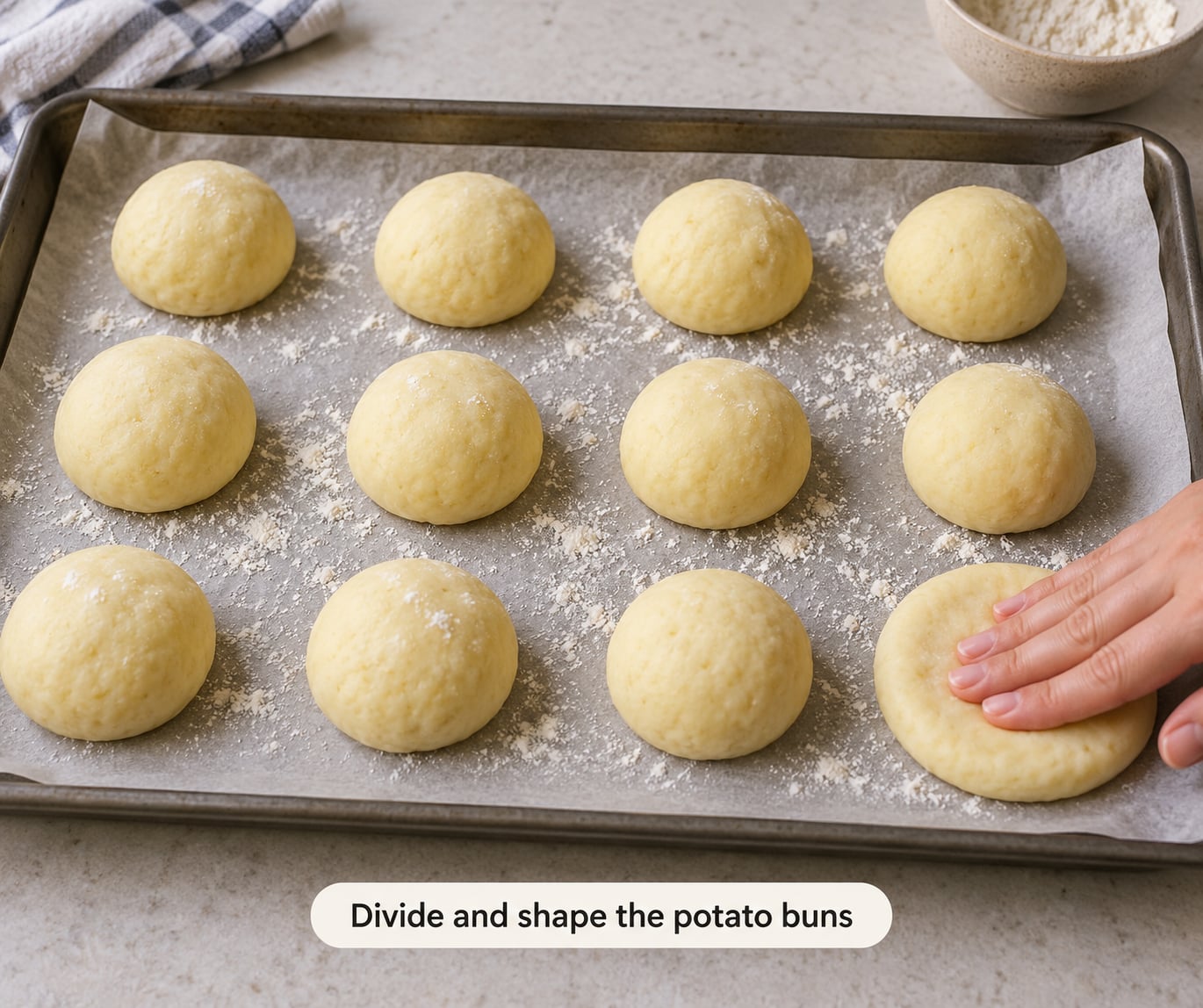 Divide and shape the potato buns