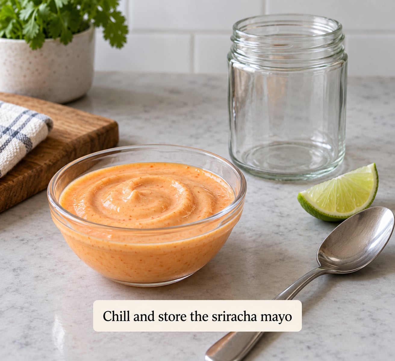 Chill and store the sriracha mayo