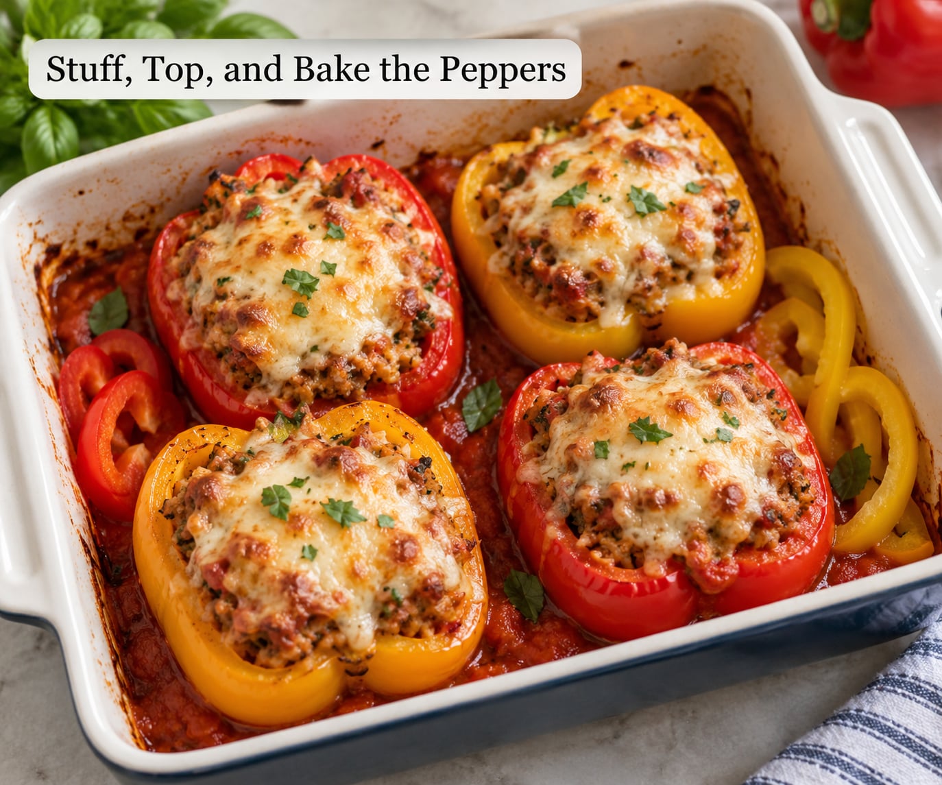 Stuff, Top, and Bake the Peppers